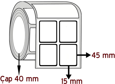 Silver Mat 15 mm x 45 mm YY 2'li ÇAP 40 mm Barkod Etiketi ( 10 Rulodur )