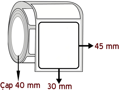 Vellum 30 mm x 45 mm ÇAP 40 mm Barkod Etiketi ( 30 Rulodur )