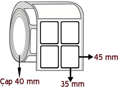 Lamine Termal 35 mm x 45 mm YY 2'li ÇAP 40 mm Barkod Etiketi ( 10 Rulodur )