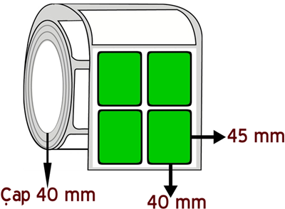 Yeşil Renkli 40 mm x 45 mm YY 2'li ÇAP 40 mm Barkod Etiketi ( 10 Rulodur )