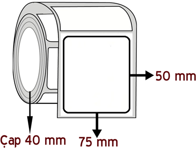 Lamine Termal 75 mm x 50 mm ÇAP 40 mm Barkod Etiketi ( 10 Rulodur )