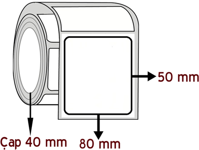 Opak PP 80 mm x 50 mm ÇAP 40 mm Barkod Etiketi ( 10 Rulodur )