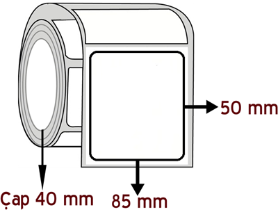 Kuşe 85 mm x 50 mm ÇAP 40 mm Barkod Etiketi ( 10 Rulodur )