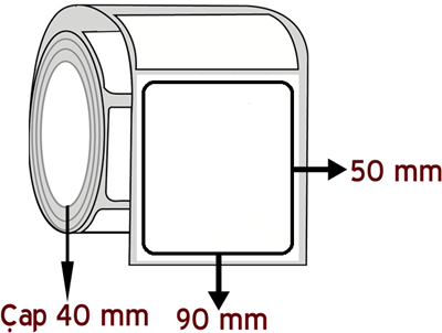 Lamine Termal 90 mm x 50 mm ÇAP 40 mm Barkod Etiketi ( 10 Rulodur )