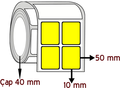 Sarı Renkli 10 mm x 50 mm YY 2'li ÇAP 40 mm Barkod Etiketi ( 10 Rulodur )