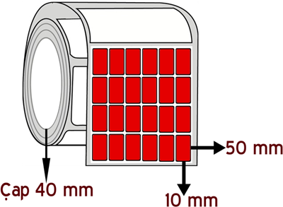 Kırmızı Renkli 10 mm x 50 mm YY 6'lı ÇAP 40 mm Barkod Etiketi ( 10 Rulodur )