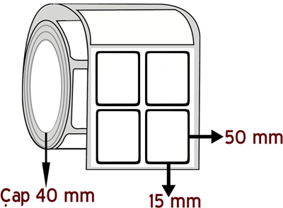 Silver Mat 15 mm x 50 mm YY 2'li ÇAP 40 mm Barkod Etiketi ( 10 Rulodur )