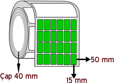 Yeşil Renkli 15 mm x 50 mm YY 6'lı ÇAP 40 mm Barkod Etiketi ( 10 Rulodur )