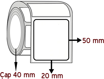 Vellum 20 mm x 50 mm ÇAP 40 mm Barkod Etiketi ( 30 Rulodur )