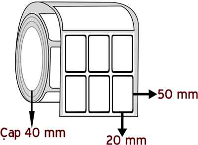 Lamine Termal 20 mm x 50 mm YY 3'lü ÇAP 40 mm Barkod Etiketi ( 10 Rulodur )