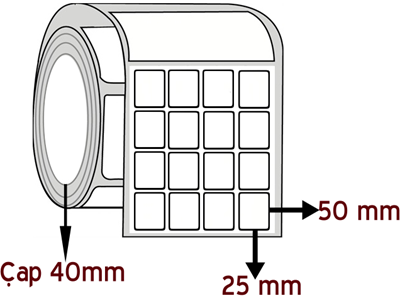 Lamine Termal 25 mm x 50 mm YY 4'lü ÇAP 40 mm Barkod Etiketi ( 10 Rulodur )