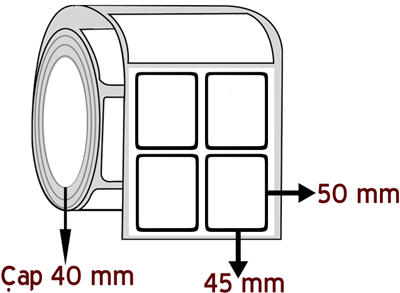 Lamine Termal 45 mm x 50 mm YY 2'li ÇAP 40 mm Barkod Etiketi ( 10 Rulodur )