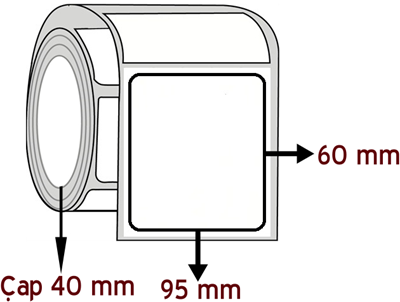 Kuşe 95 mm x 60 mm ÇAP 40 mm Barkod Etiketi ( 10 Rulodur )