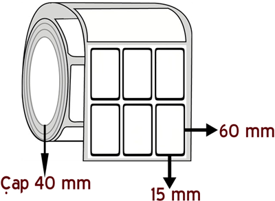 Lamine Termal 15 mm x 60 mm YY 3'lü ÇAP 40 mm Barkod Etiketi ( 10 Rulodur )