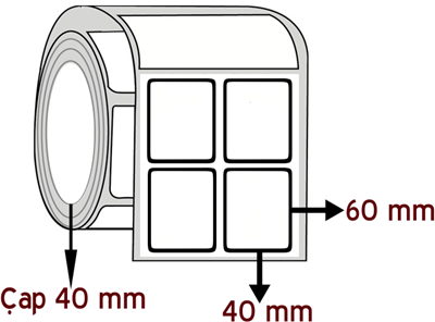 Opak PP 40 mm x 60 mm YY 2'li ÇAP 40 mm Barkod Etiketi ( 10 Rulodur )