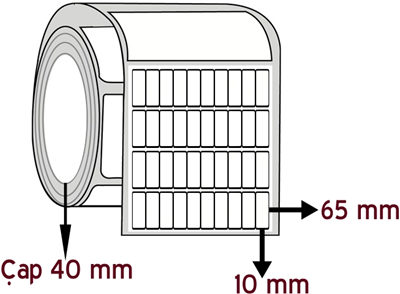 Vellum 10 mm x 65 mm YY 10'lu ÇAP 40 mm Barkod Etiketi ( 10 Rulodur )