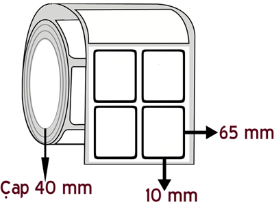 Opak PP 10 mm x 65 mm YY 2'li ÇAP 40 mm Barkod Etiketi ( 20 Rulodur )