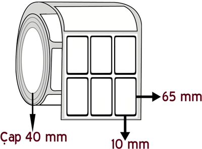 Vellum 10 mm x 65 mm YY 3'lü ÇAP 40 mm Barkod Etiketi ( 20 Rulodur )