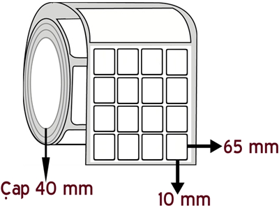 Kuşe 10 mm x 65 mm YY 4'lü ÇAP 40 mm Barkod Etiketi ( 20 Rulodur )