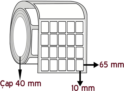 Silver Mat 10 mm x 65 mm YY 5'li ÇAP 40 mm Barkod Etiketi ( 10 Rulodur )