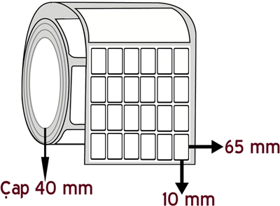 Kuşe 10 mm x 65 mm YY 6'lı ÇAP 40 mm Barkod Etiketi ( 10 Rulodur )