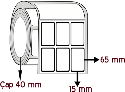 Vellum 15 mm x 65 mm YY 3'lü ÇAP 40 mm Barkod Etiketi ( 20 Rulodur )