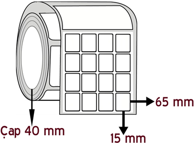 Opak PP 15 mm x 65 mm YY 4'lü ÇAP 40 mm Barkod Etiketi ( 10 Rulodur )