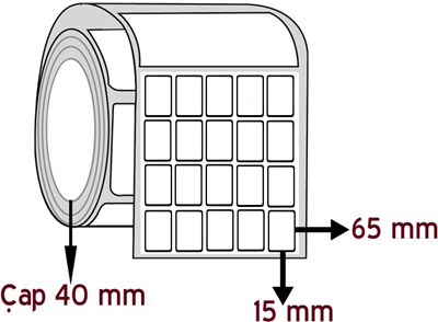 Silver Mat 15 mm x 65 mm YY 5'li ÇAP 40 mm Barkod Etiketi ( 10 Rulodur )