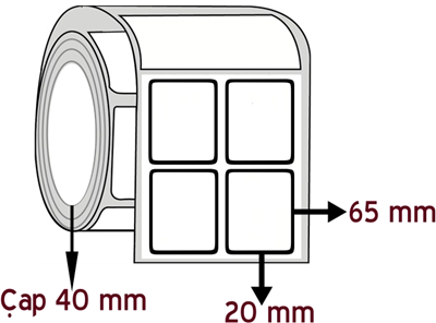 Kuşe 20 mm x 65 mm YY 2'li ÇAP 40 mm Barkod Etiketi ( 20 Rulodur )