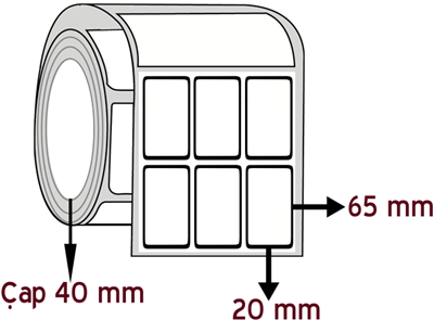 Opak PP 20 mm x 65 mm YY 3'lü ÇAP 40 mm Barkod Etiketi ( 10 Rulodur )