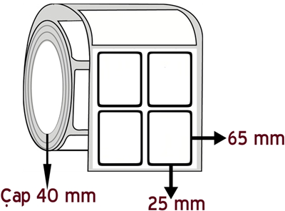 Lamine Termal 25 mm x 65 mm YY 2'li ÇAP 40 mm Barkod Etiketi ( 10 Rulodur )