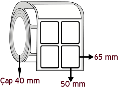 Opak PP 50 mm x 65 mm YY 2'li ÇAP 40 mm Barkod Etiketi ( 10 Rulodur )