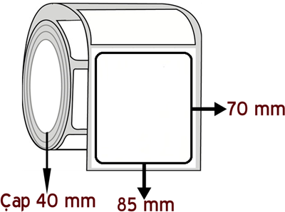 Silver Mat 85 mm x 70 mm ÇAP 40 mm Barkod Etiketi ( 10 Rulodur )