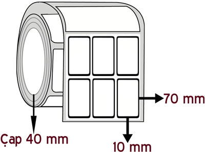 Lamine Termal 10 mm x 70 mm YY 3'lü ÇAP 40 mm Barkod Etiketi ( 10 Rulodur )