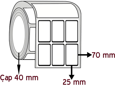 Opak PP 25 mm x 70 mm YY 3'lü ÇAP 40 mm Barkod Etiketi ( 10 Rulodur )