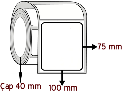 Silver Mat 100 mm x 75 mm ÇAP 40 mm Barkod Etiketi ( 10 Rulodur )