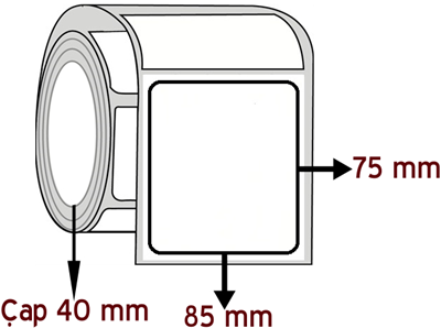 Opak PP 85 mm x 75 mm ÇAP 40 mm Barkod Etiketi ( 10 Rulodur )