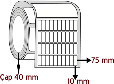 Vellum 10 mm x 75 mm YY 10'lu ÇAP 40 mm Barkod Etiketi ( 10 Rulodur )