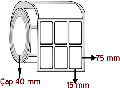 Lamine Termal 15 mm x 75 mm YY 3'lü ÇAP 40 mm Barkod Etiketi ( 10 Rulodur )
