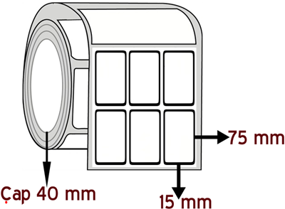 Silver Mat 15 mm x 75 mm YY 3'lü ÇAP 40 mm Barkod Etiketi ( 10 Rulodur )