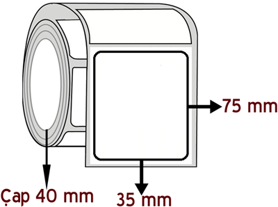 Lamine Termal 35 mm x 75 mm ÇAP 40 mm Barkod Etiketi ( 20 Rulodur )