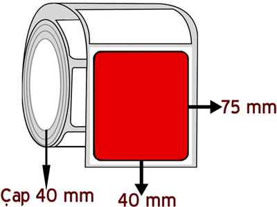  Kırmızı Renkli 40 mm x 75 mm ÇAP 40 mm Barkod Etiketi ( 10 Rulodur )