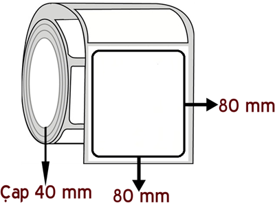 Opak PP 80 mm x 80 mm ÇAP 40 mm Barkod Etiketi ( 10 Rulodur )