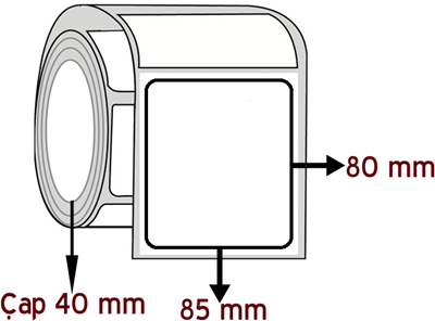 Silver Mat 85 mm x 80 mm ÇAP 40 mm Barkod Etiketi ( 10 Rulodur )