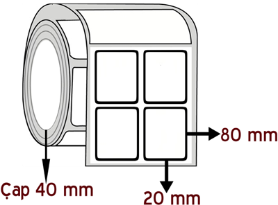 Vellum 20 mm x 80 mm YY 2'li ÇAP 40 mm Barkod Etiketi ( 20 Rulodur )