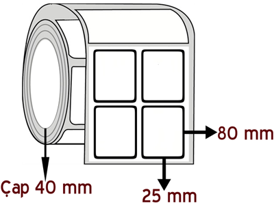 Eko Termal 25 mm x 80 mm YY 2'li ÇAP 40 mm Barkod Etiketi ( 20 Rulodur )