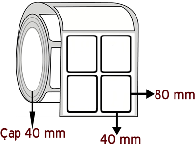 Opak PP 40 mm x 80 mm YY 2'li ÇAP 40 mm Barkod Etiketi ( 10 Rulodur )