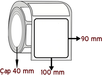 Silver Mat 100 mm x 90 mm ÇAP 40 mm Barkod Etiketi ( 10 Rulodur )