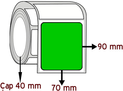 Yeşil Renkli 70 mm x 90 mm ÇAP 40 mm Barkod Etiketi ( 10 Rulodur )