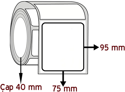 Silver Mat 75 mm x 95 mm ÇAP 40 mm Barkod Etiketi ( 10 Rulodur )